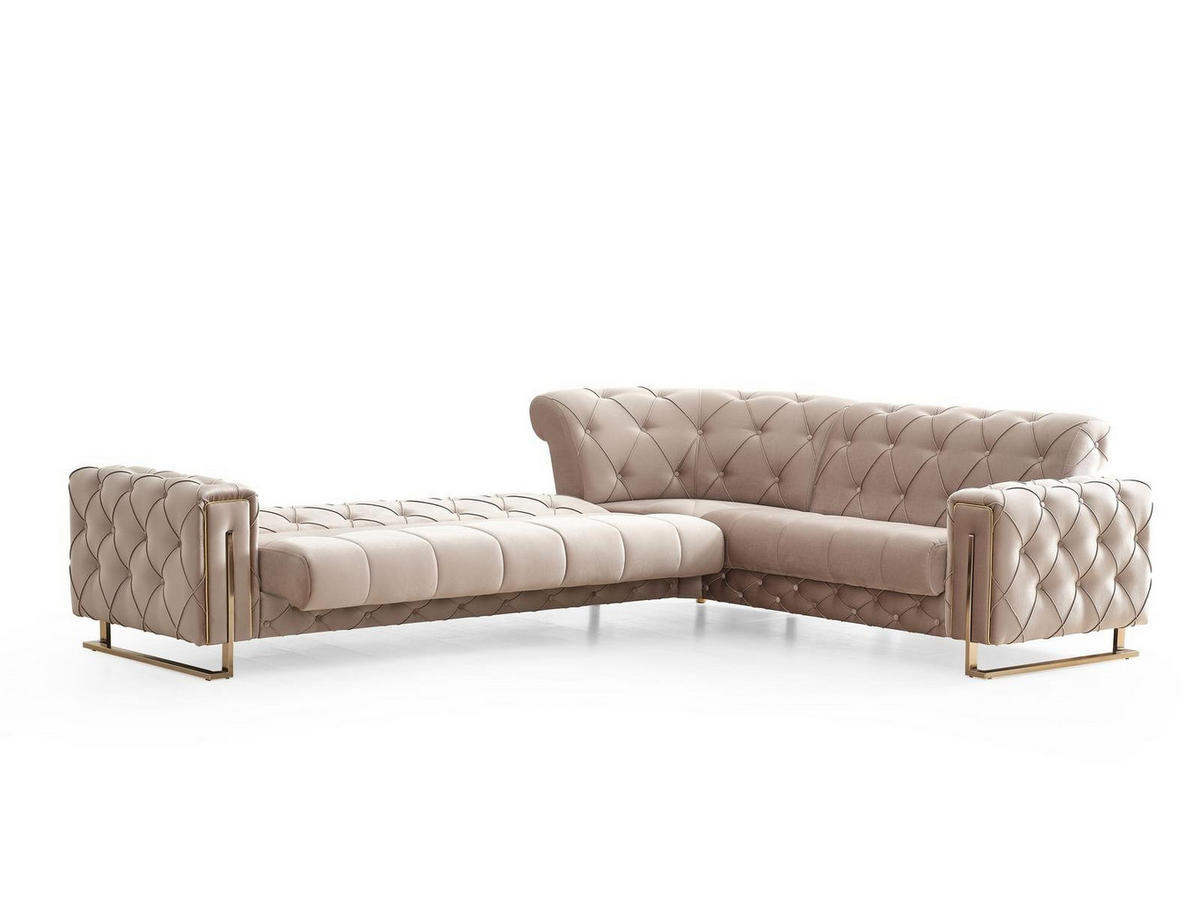 ECKSCHLAFSOFA Shimla Beige - Langer Schenkel Links - Beige, Holzwerkstoff/Kunststoff (310/245cm)