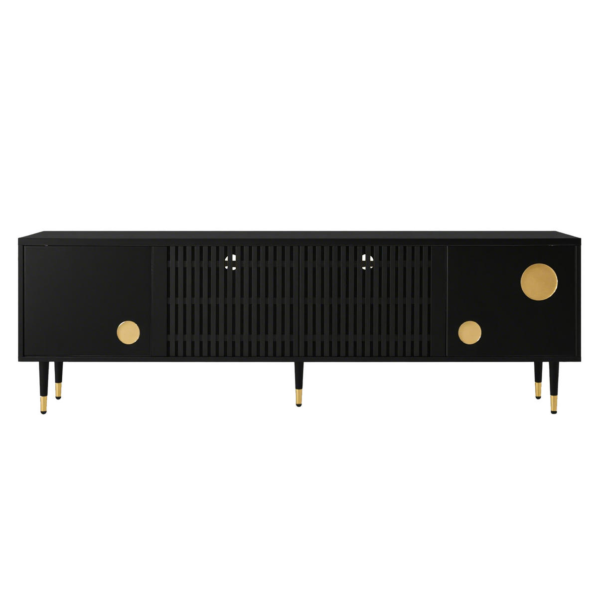TV-SCHRANK aus MDF 170x36x54 cm Schwarz mit Kabelmanagement, 4 Türen und verstellbaren Füßen - Schwarz, Holzwerkstoff (170/54/36cm) - Modfu