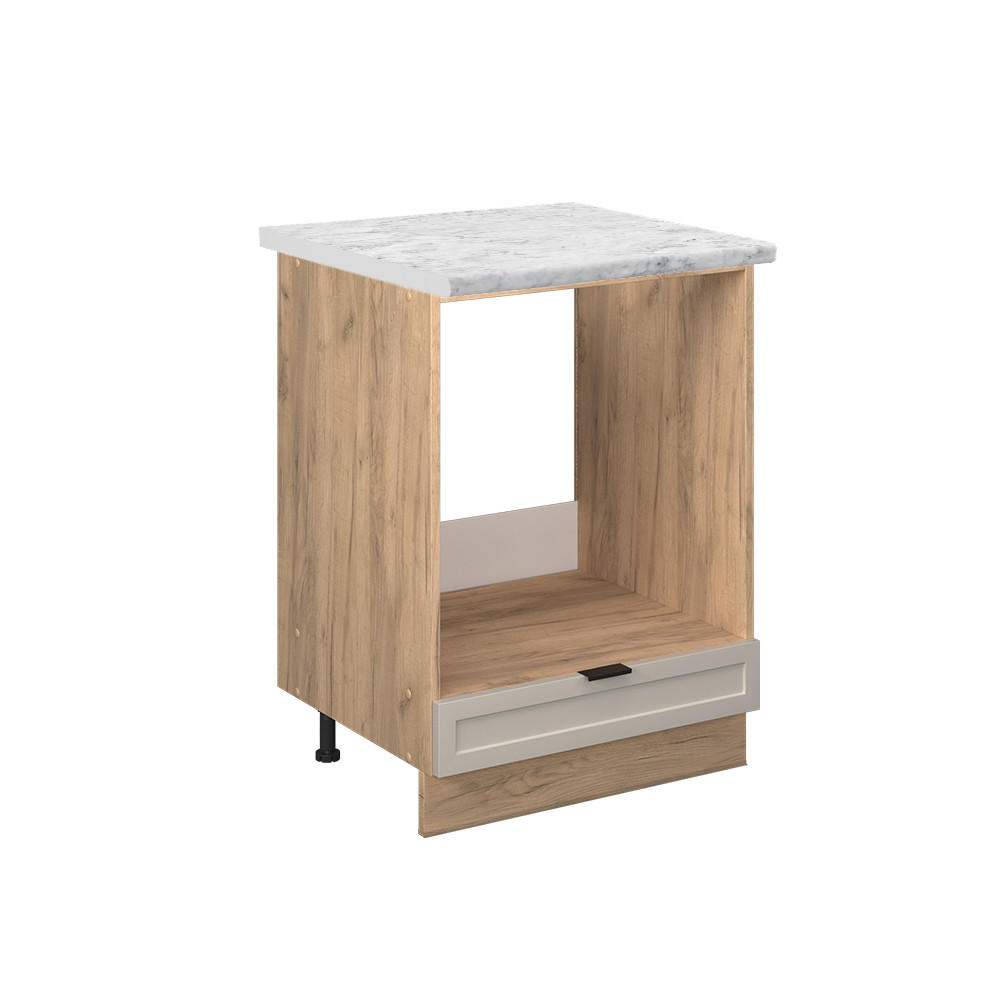 HERDUMBAUSCHRANK Fame-Line GrauBeige 60 cm, AP Marmor - Honigeiche/Eiche Wotan, Holzwerkstoff (60/82/60cm) - Vicco