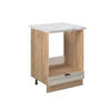 HERDUMBAUSCHRANK Fame-Line GrauBeige 60 cm, AP Marmor - Greige/Eiche Wotan, Holzwerkstoff (60/82/60cm) - Vicco