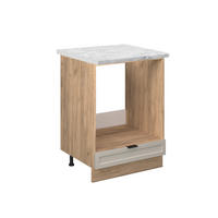 HERDUMBAUSCHRANK Fame-Line GrauBeige 60 cm, AP Marmor - Honigeiche/Eiche Wotan, Holzwerkstoff (60/82/60cm) - Vicco