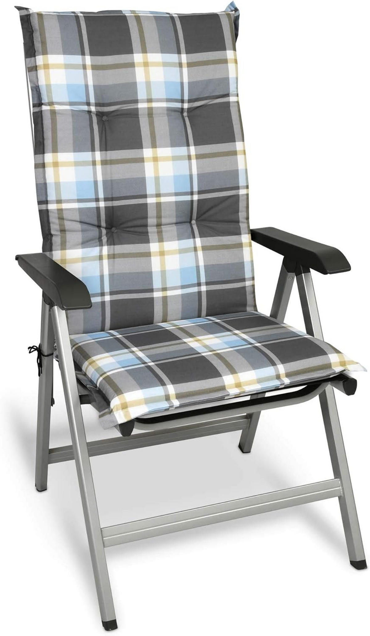HOCHLEHNERAUFLAGE Sunny BK 120x50x6cm Blau Kariert (2tlg) - Blau, Textil (50/6/120cm) - Beautissu 