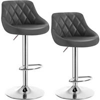 BARHOCKER 2er Set, Kunstleder,Höhenverstellbar, 360° Drehbar - Grau, Metall (47/104/39cm) - Woltu