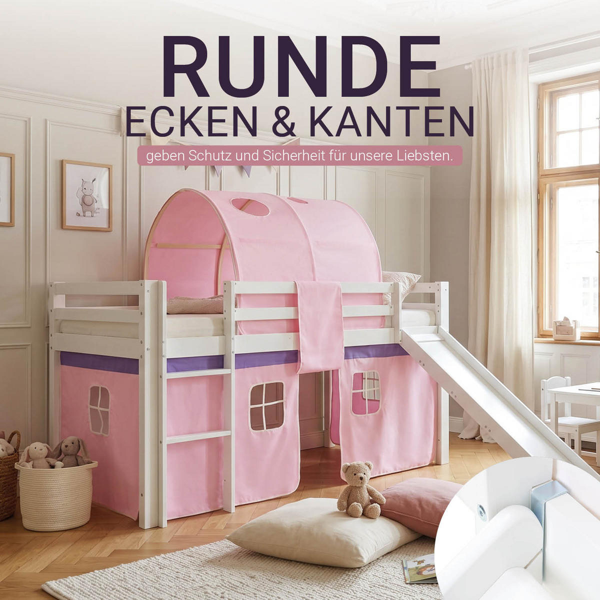 HOCHBETT Tunnel 90/200 cm Rosa - Weiß/Rosa, Holz (90/200cm) - Homestyle4u