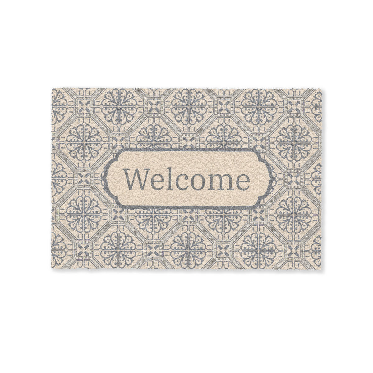 FUSSMATTE Willkommen - Klassisch - Grau 90x60 cm - Beige, Kunststoff (90/0.4cm) - MuchoWow