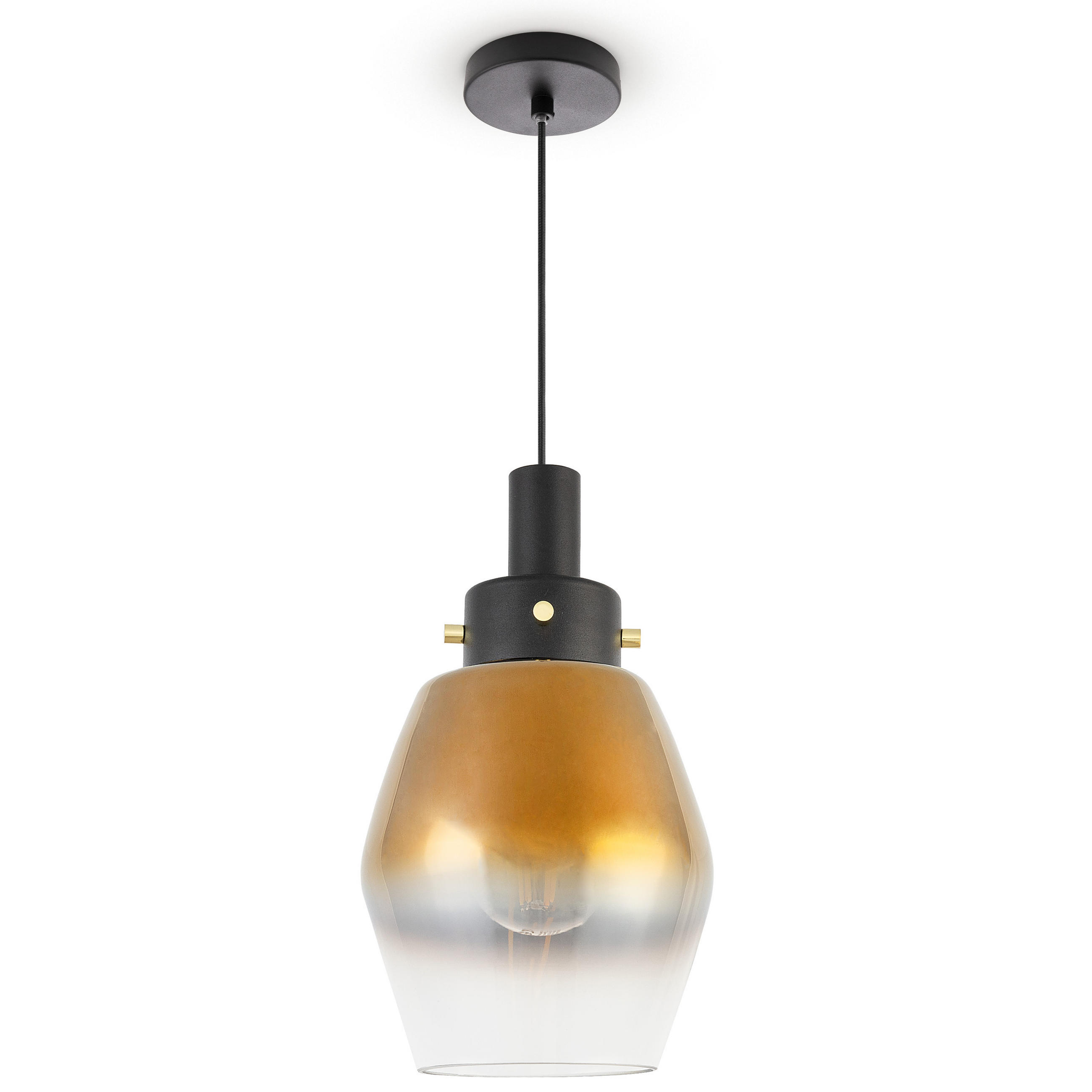 PENDELLEUCHTE Dora - Goldfarben/Schwarz, Metall (14/14/25.4cm) - Paco Home