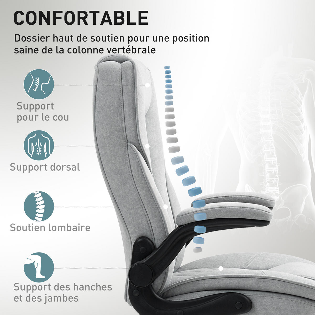 CHEFSESSEL DE-11780 70x70x114-122 cm Grau - Grau, Textil (70/122/70cm) - ComfortXL