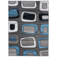 TEPPICH MAYA Blau Meliert Figuren 200/200 cm - Blau, Textil (200/200cm) - Tapiso