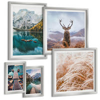 BILDER SET 5er Set - 50x50 cm & 20x30 cm & 40x60 cm Silberner Rahmen - Architektur der Kanäle von Venedig - Silberfarben, Kunststoff (40/60cm) - TULUP
