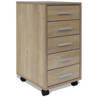BÜROSCHUBLADENSCHRANK Auf Rollen 5 Schubladen Eiche - Braun, Holz (38/63/33cm) - vidaXL