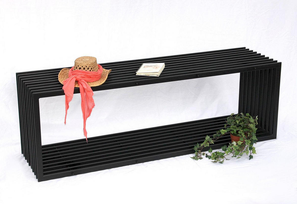 GARTENBANK ohne Rückenlehne Metall Schwarz 150/40/50 cm - Schwarz, Metall (150/50/40cm) - DanDiBo