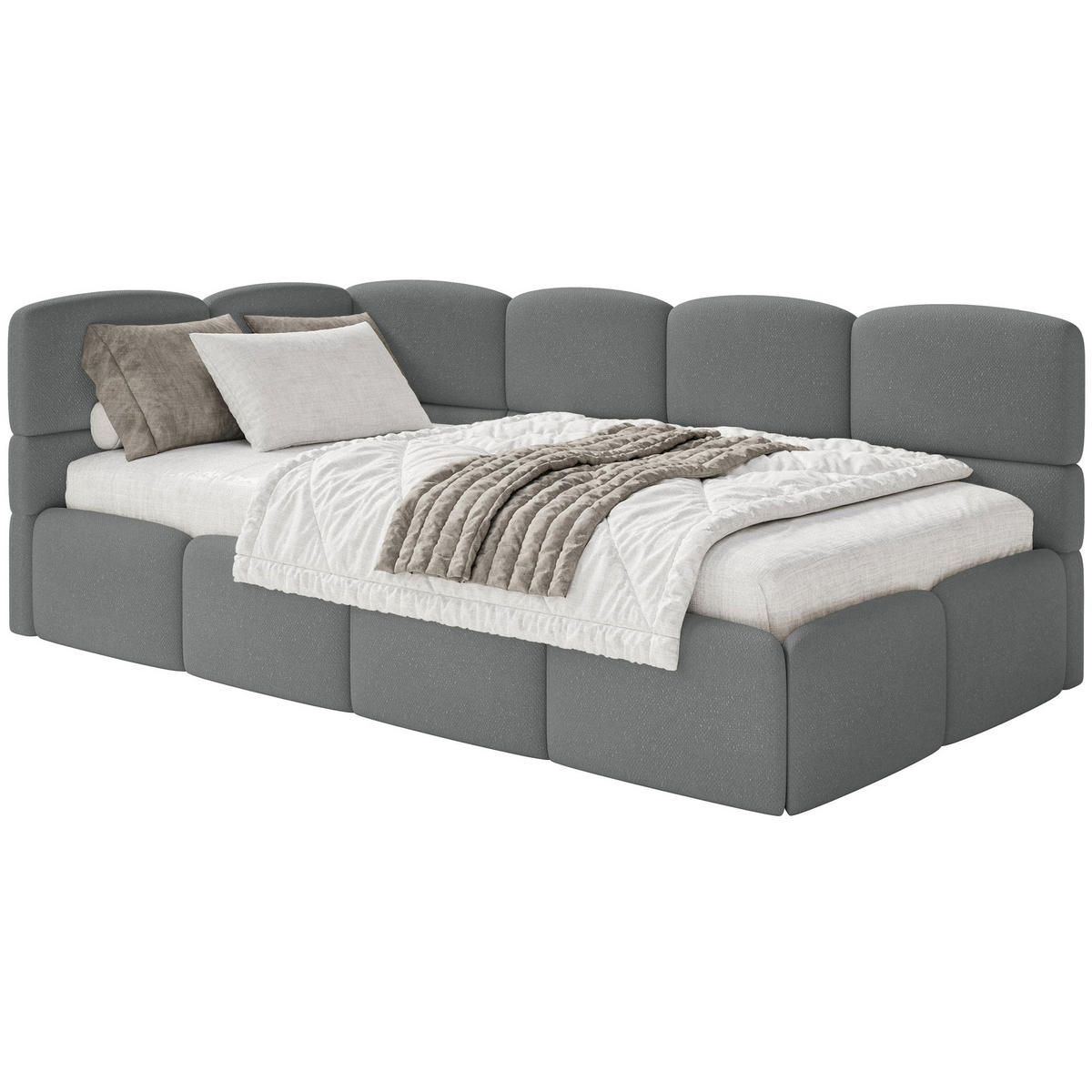 JUGENDBETT Cloudy Dunkelgrau 120 cm, Chenille - Dunkelgrau/Schwarz, Kunststoff/Textil (120/200cm) - Selsey