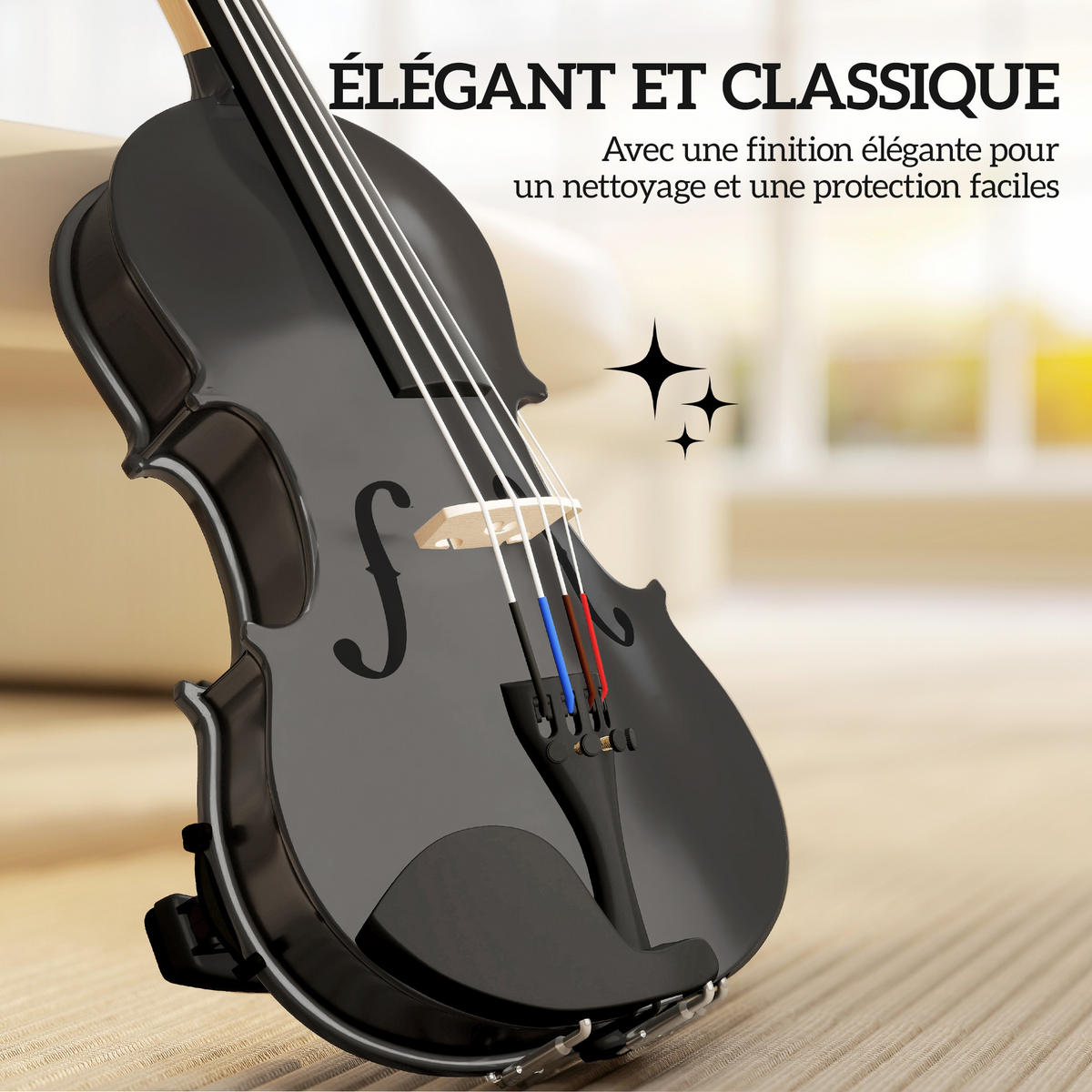 VIOLINE DE-18668 4/4 Komplettset für Anfänger Schwarz - Schwarz, Holzwerkstoff (21/7/60cm) - ComfortXL
