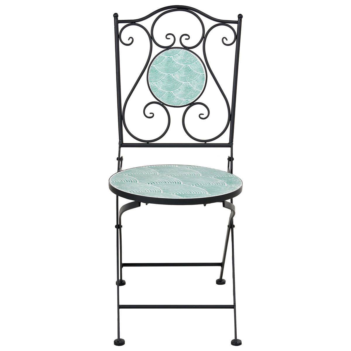 GARTENSTUHL 2er-Set Blaugrün Anapo - Schwarz/Grün, Metall (39/87/47cm) - Beliani