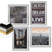 WANDBILDER 4er Set - 50x50 cm & 40x60 cm Silberner Rahmen - Zitat über New Yorker Landschaften - Silberfarben, Kunststoff (50/50cm) - ArtPrintCave