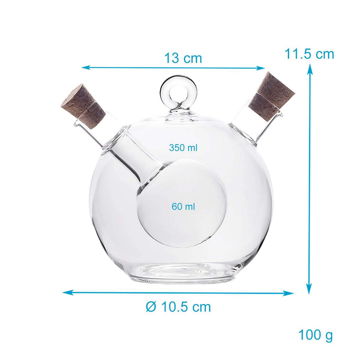 ESSIG- UND ÖLSPENDER 350ml/60ml - Transparent, Glas (10.5/11.5/13cm) - Intirilife