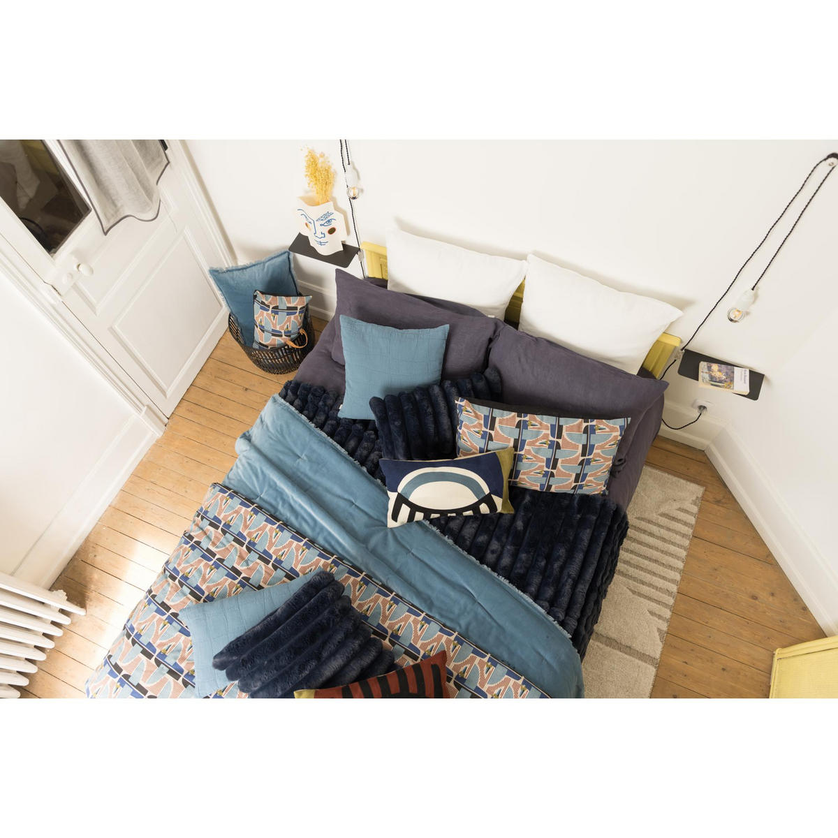 BETTÜBERWURF Alice marine 180 x 260 cm - Dunkelblau, Textil (180/260cm) - Vivaraise