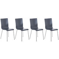 BESUCHERSTUHL 4er Set Holz grau - Grau, Holz/Metall (43/87/47cm) - CLP