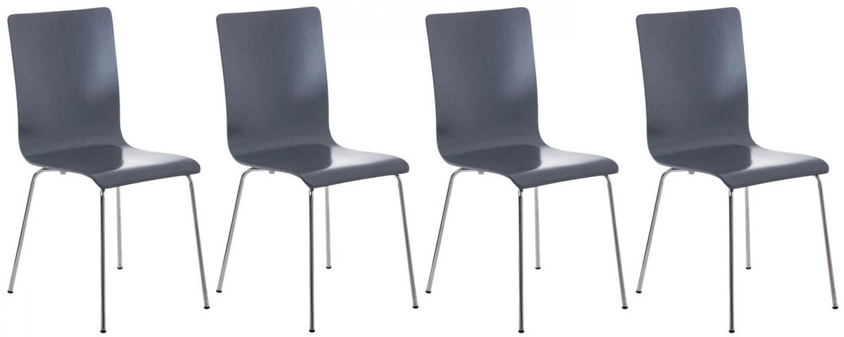 BESUCHERSTUHL 4er Set Holz grau - Grau, Holz/Metall (43/87/47cm) - CLP