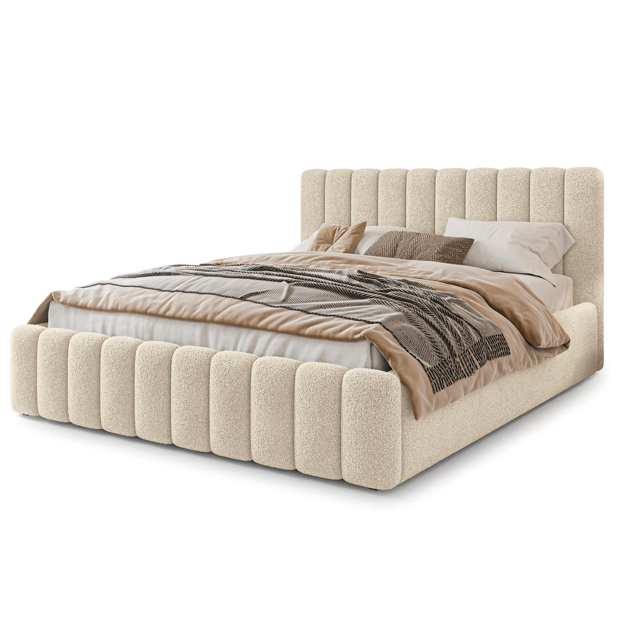 POLSTERBETT DINESE Q 120x200 cm mit Bettkästen - Creme - Creme, Holz (120/200cm) - MASSENO