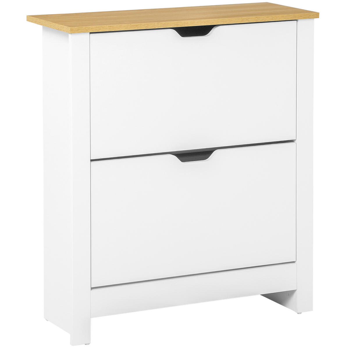 SCHUHSCHRANK Schuhregal mit Schublade Schuhständer für 12 Paar Schuhe Weiß+Natur - Weiß, Holzwerkstoff/Kunststoff (26/80/72cm) - HOMCOM