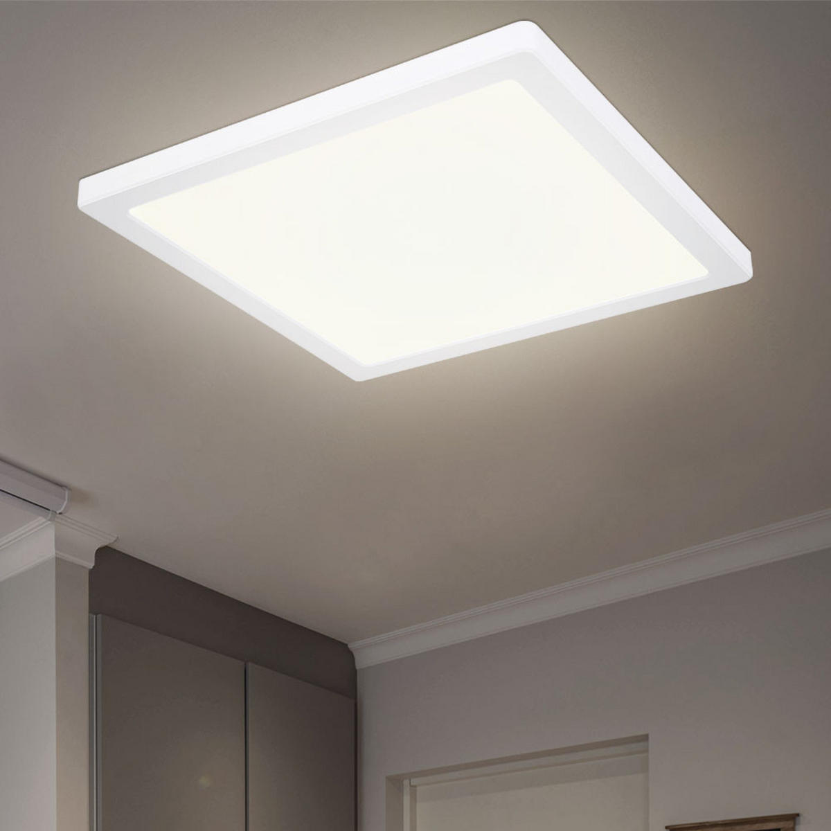 LED DECKENLEUCHTE LASSE Kunststoff Weiß - Weiß, Kunststoff (29.1/29.1/1.7cm) - Globo Lighting