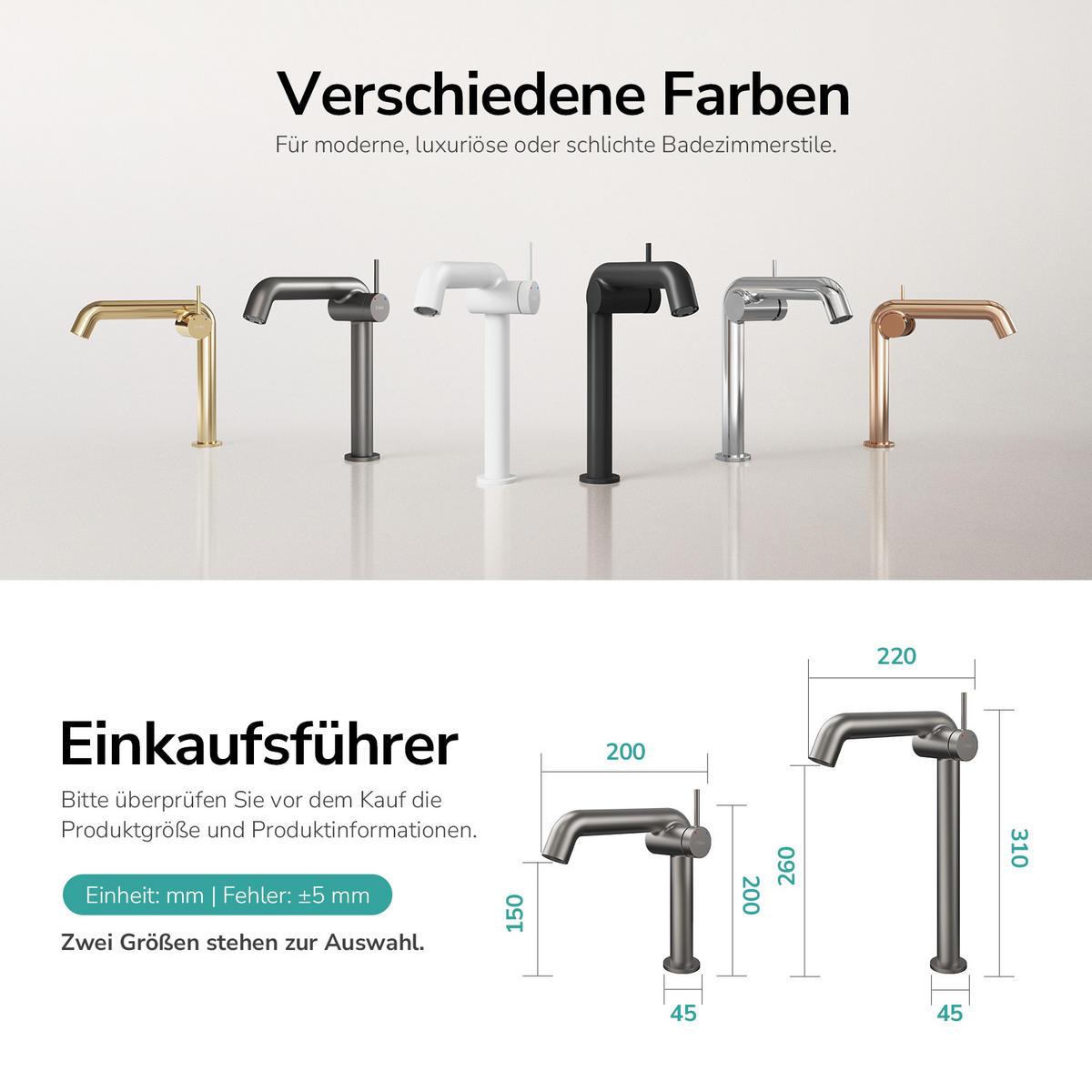 WASCHTISCHARMATUR Ventilkernzertifizierung Anthrazit Matt 15cm - Anthrazit, Metall (20/7.6/22.2cm) - EMKE