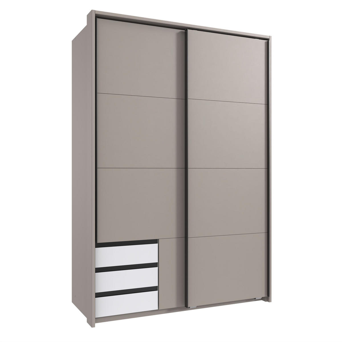 JUGENDZIMMER Bahamas Saharagrau- Weiß 5 teilig mit Schwebetürenschrank und Klappbett - Grau, Holzwerkstoff (80/200/120cm)