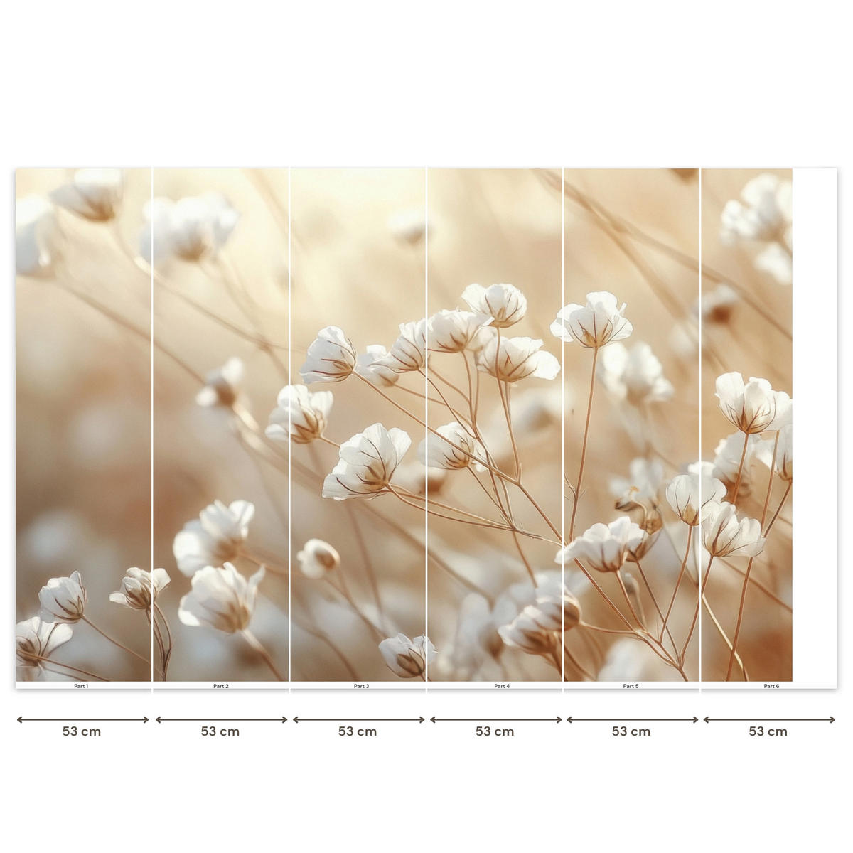 TAPETE - Wild - Blumen - Weiß - 350x220 cm - Creme, Papier (350/220cm) - OnlyWow