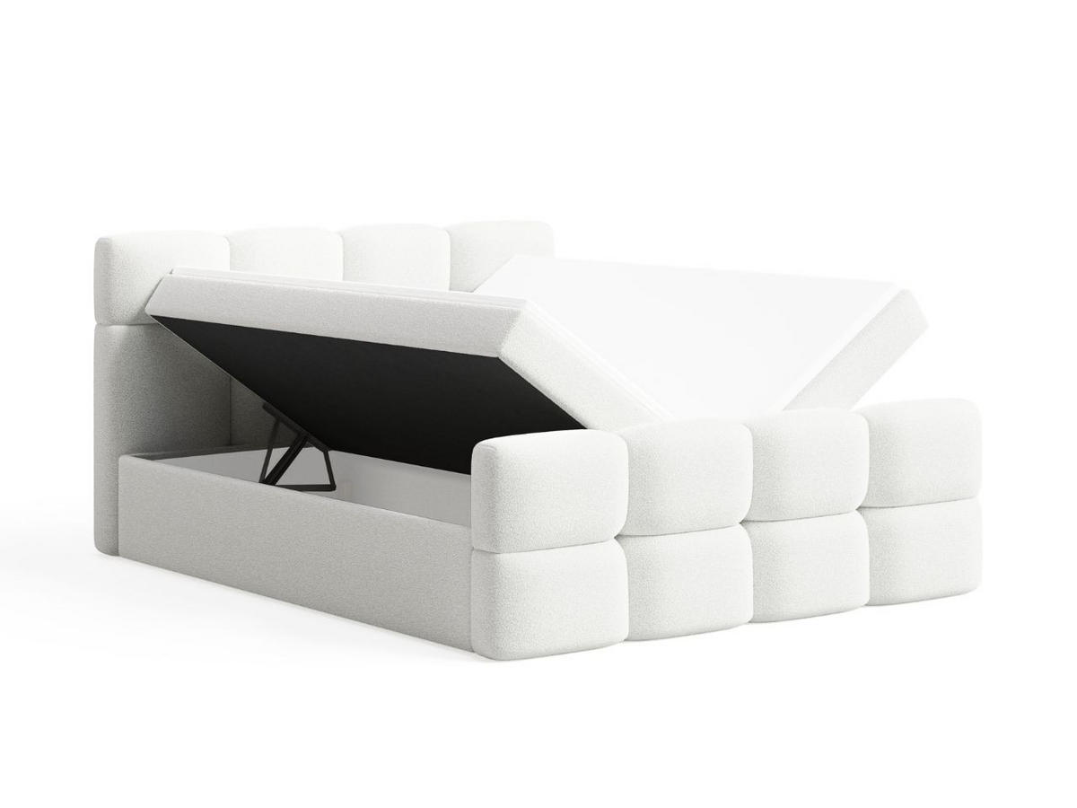 BOXBETT Rivon 160x200 Bouclé-Stoff Creme - Creme, Holz/Textil (160/200cm) - Graingold