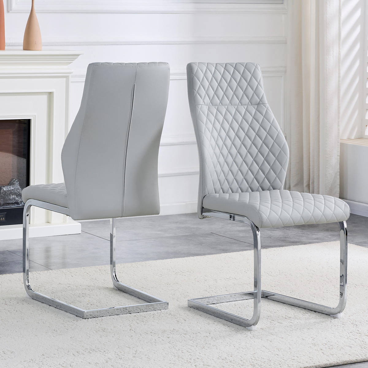 SCHWINGSTUHL DE-36563 2er-Set mit PU-Bezug und Metallrahmen Hellgrau - Hellgrau, Metall (63/100/43cm) - ComfortXL