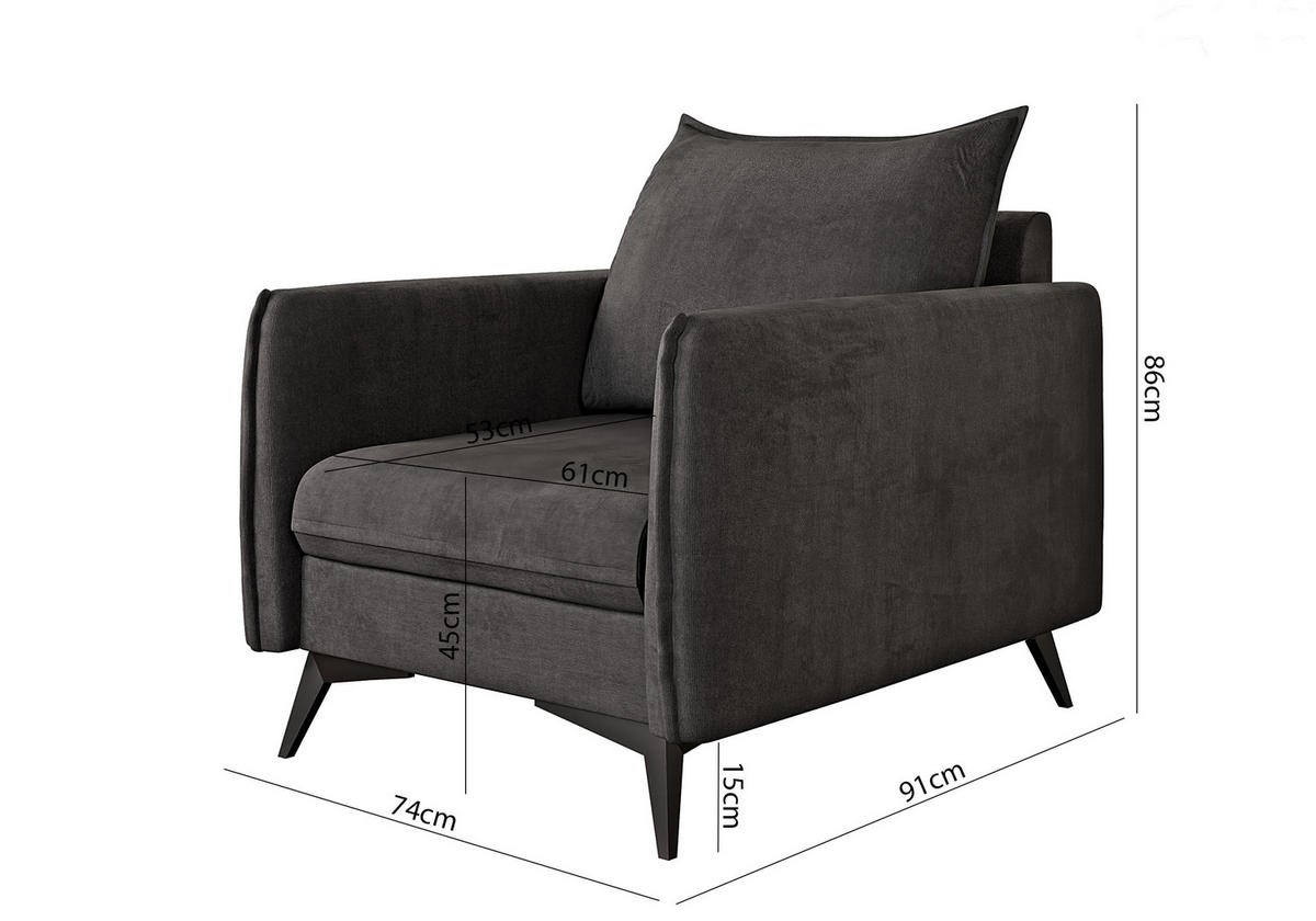 SITZGARNITUR 3+2+1 Pulse Graphit Luxusmikrofaser - Graphitfarben/Schwarz, Holz/Textil (199/86/91cm) - S-Style Möbel