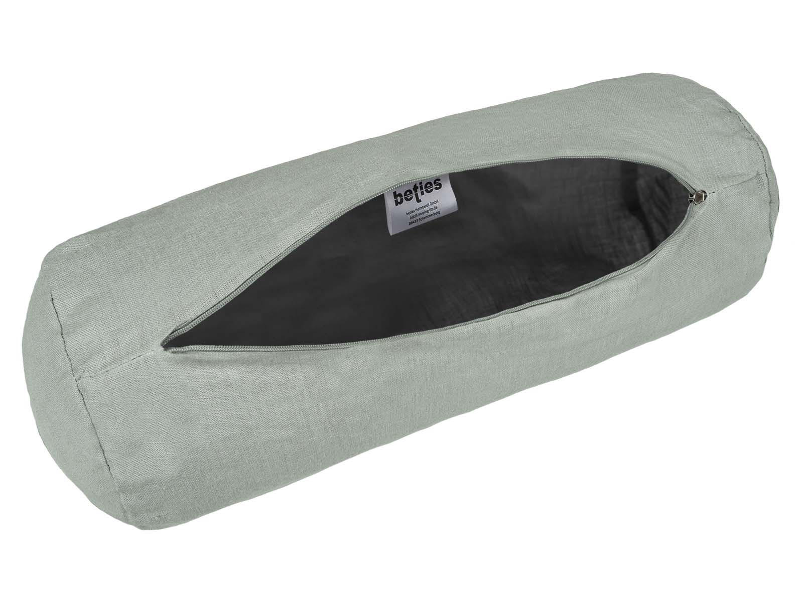 NACKENROLLENBEZUG reines Leinen stein-grau 40/15 cm - Grau, Naturmaterialien (15/40cm) - beties Heimtextil