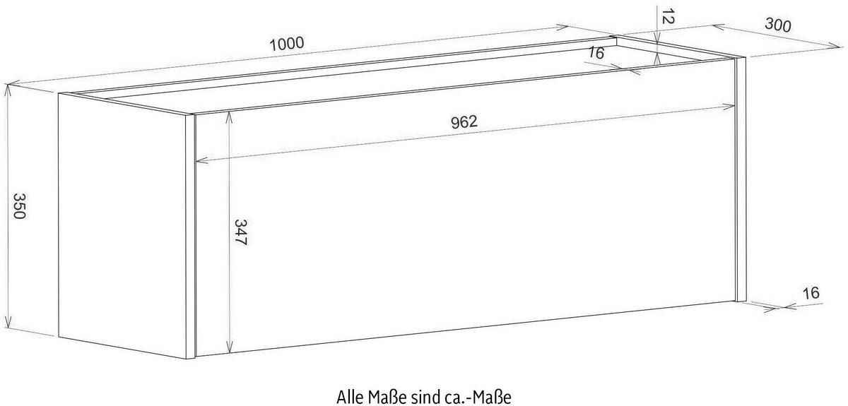HÄNGEELEMENT grau matt, Eiche Wotan 100 cm, Hängeschrank für Homeoffice und Büro - Eiche Wotan/Grau, Holzwerkstoff (100/35/30cm) - Furn.Design
