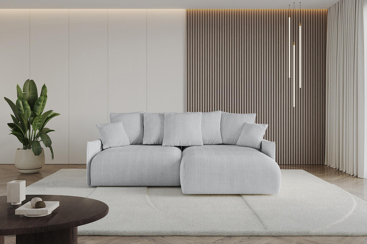 ECKSOFA Ottomane rechts ONESK-L -v1 216x177x72 Grau Cord - Grau, Holzwerkstoff/Kunststoff (177/216cm) - ALTDECOR