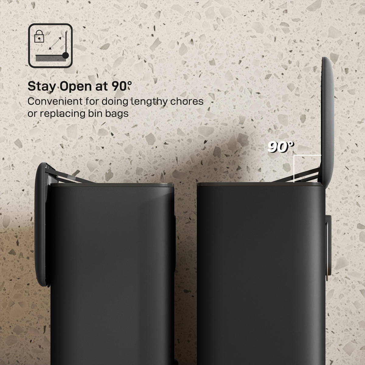 MÜLLEIMER 8 L hängend Abfalleimer mit ofen bleibendem Deckel und Inneneimer - Schwarz, Kunststoff (17.4/30/29.7cm) - HOMCOM