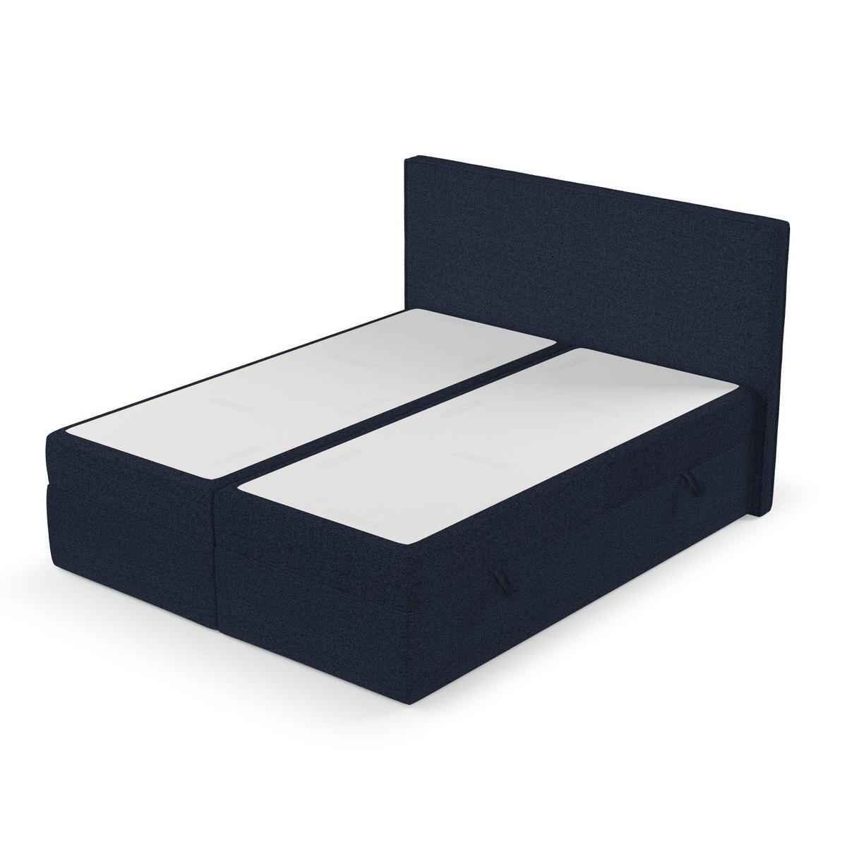 BOXBETT Nuvia 140/200 cm Marineblau im Riva Stoff - Schwarz/Dunkelblau, Holz/Holzwerkstoff (140/200cm) - AltaBeds