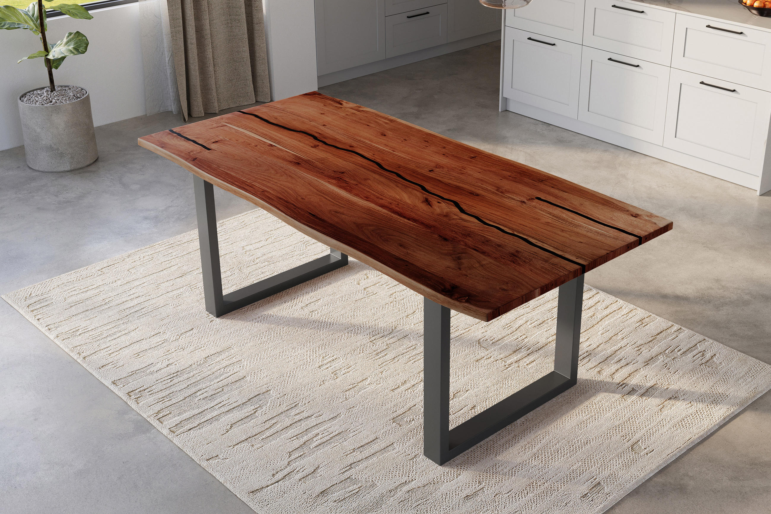ESSTISCH POLLY - Schwarz/Braun, Holz/Metall (100/240/77cm) - SAM