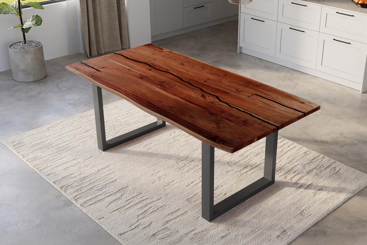 ESSTISCH POLLY - Schwarz/Braun, Holz/Metall (100/220/77cm) - SAM