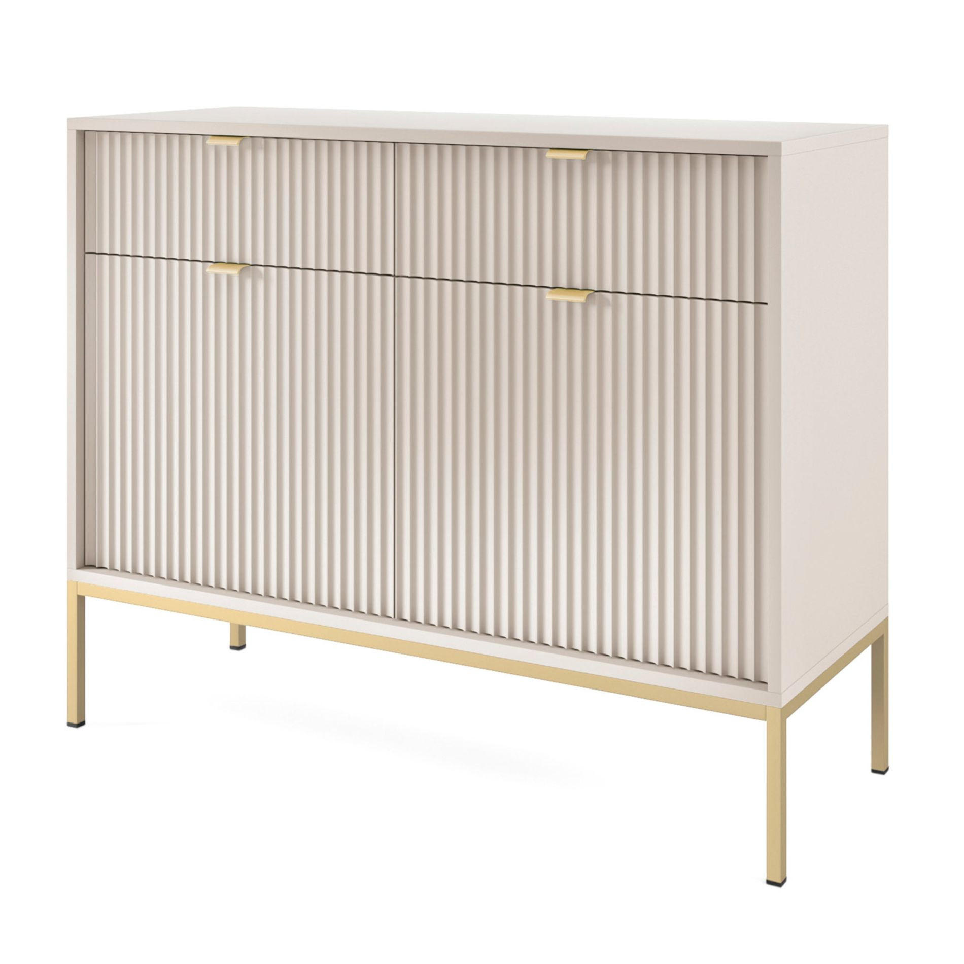 VELLORE Sideboard - Ecru/Beige, Holzwerkstoff/Metall (104/83/39cm) - Selsey