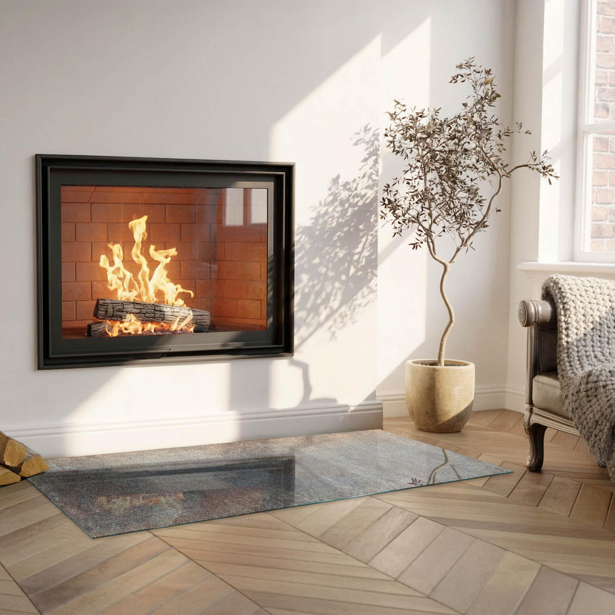 GLASPLATTE für Kamin 125x50 cm - Braun, Glas (125/50/0.4cm) - TULUP