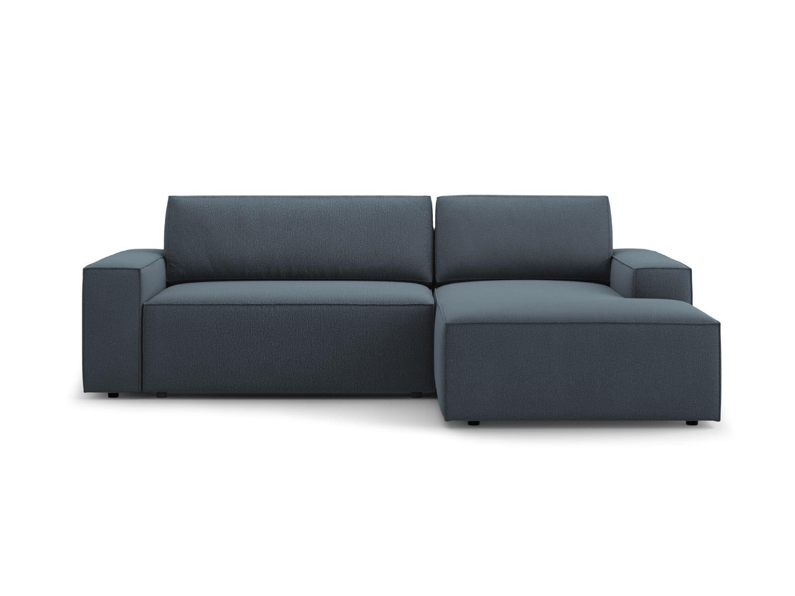 AUSKLAPPBARES-ECKSOFA rechts mit Container Jodie aus strukturiertem Stoff blau 3 Sitzplätze - Blau, Textil (246/151cm) - Micadoni