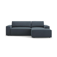 AUSKLAPPBARES-ECKSOFA rechts mit Container Jodie aus strukturiertem Stoff blau 3 Sitzplätze - Blau, Textil (246/151cm) - Micadoni