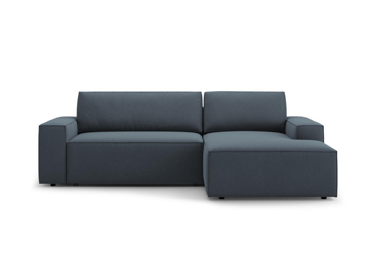 AUSKLAPPBARES-ECKSOFA rechts mit Container Jodie aus strukturiertem Stoff blau 3 Sitzplätze - Blau, Textil (246/151cm) - Micadoni