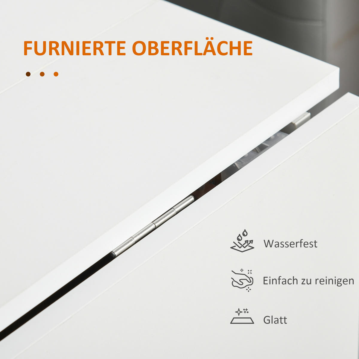 KLAPPTISCH, Spanplatte, Weiß/Teak, 120L x 80B x 73H cm - Weiß, Holzwerkstoff (80/73/120cm) - HOMCOM