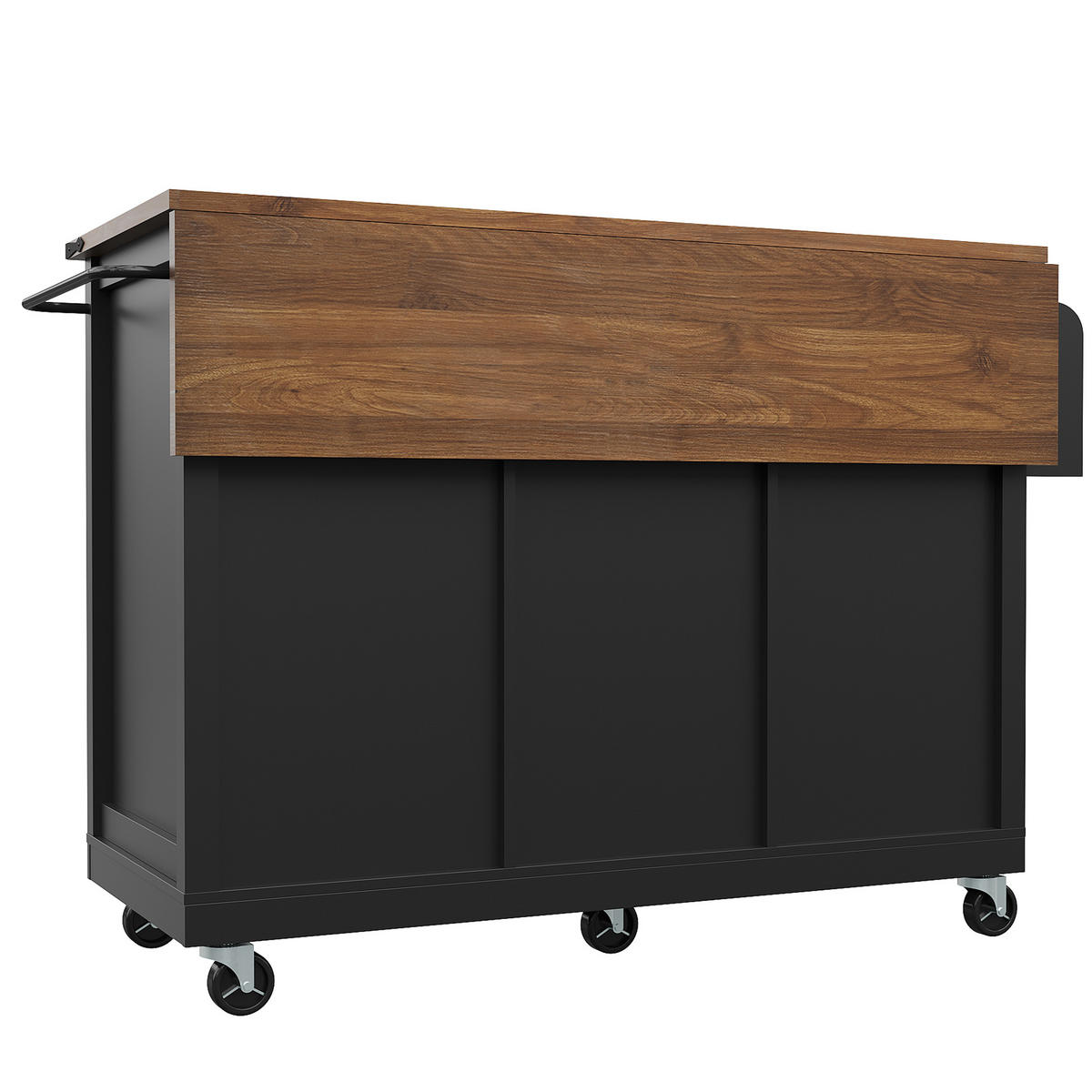 KÜCHENINSEL 140/45/94 cm schwarz mit klappbarer Arbeitsplatte - Schwarz, Holzwerkstoff (140/94/73cm) - OKWISH