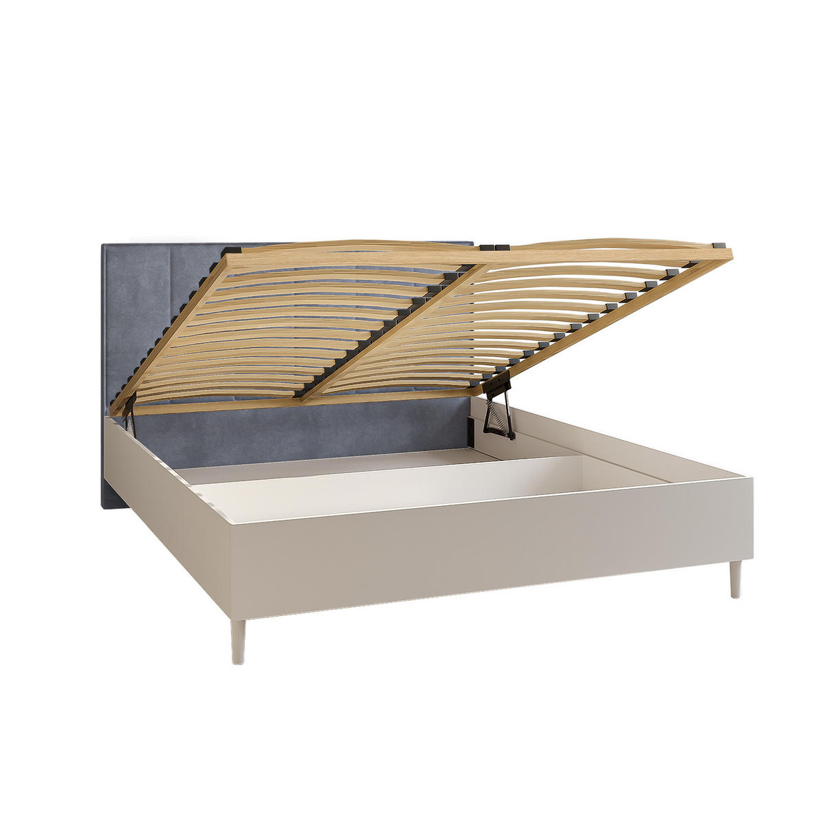DOPPELBETT Luk II 160/200 cm ohne Matratze, Lattenrost, Bettkasten, weiß, grau - Weiß/Grau, Kunststoff (160/200cm) - Margaret Hadas24