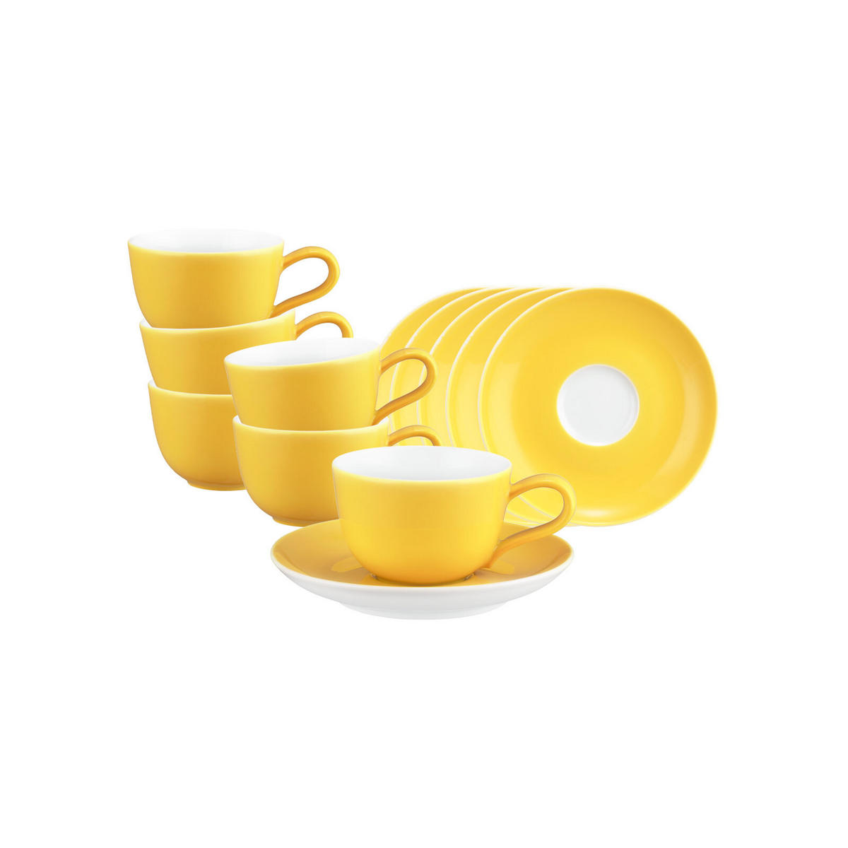 ESPRESSOTASSE MIT UNTERTASSE Liberty Pure Colors Yellow Glow 90 ml 6er Set - Gelb, Keramik (12/6.6/12cm) - Seltmann Weiden