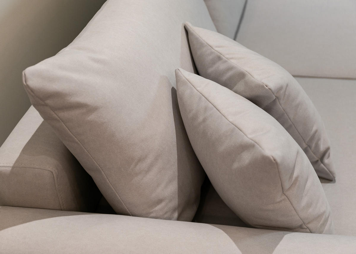 ECKSOFA Ovo Cremeweiß Velours - Creme/Schwarz, Kunststoff/Textil (260/165cm) - Selsey