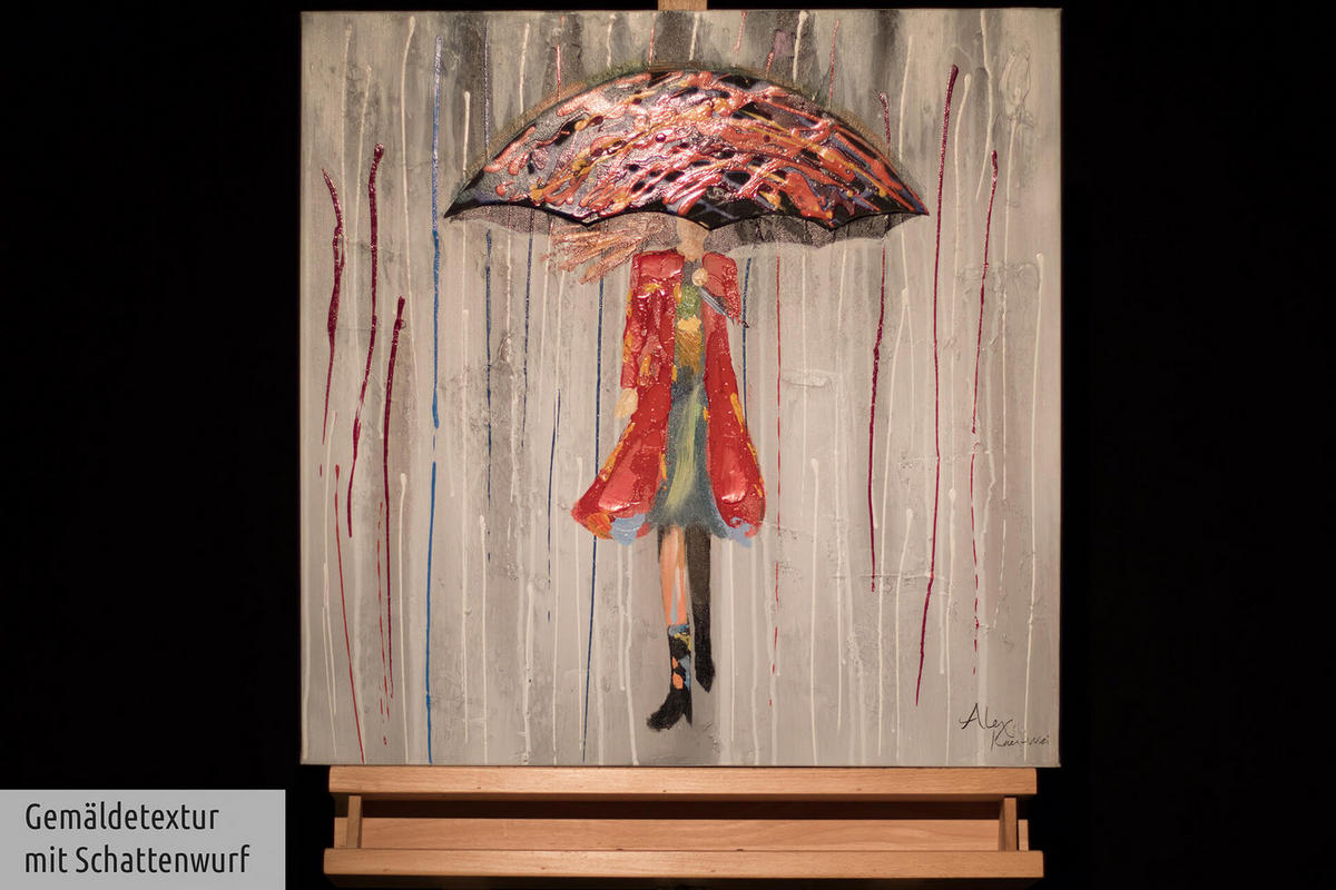 ACRYLBILD HANDGEMALT 60/60 cm - Rot/Grau, Holz/Textil (1.12/60cm) - KUNSTLOFT